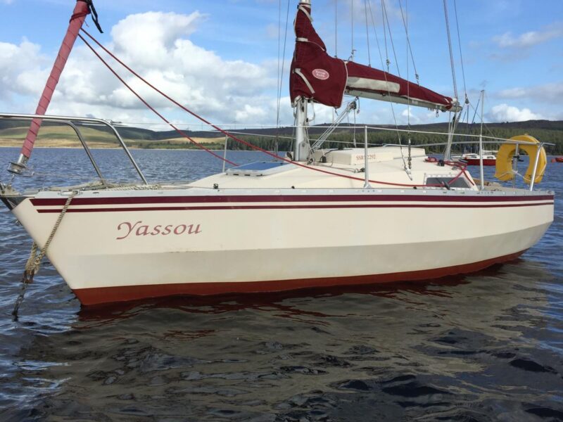 Swift 18 trailer sailer in the water