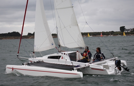 Trimarans like this Astus sail with very little heel even in strong winds