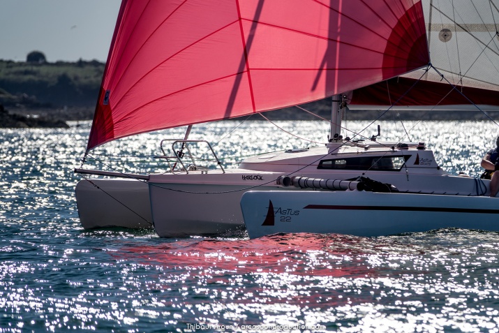 Astus 22 trimaran with gennaker raised